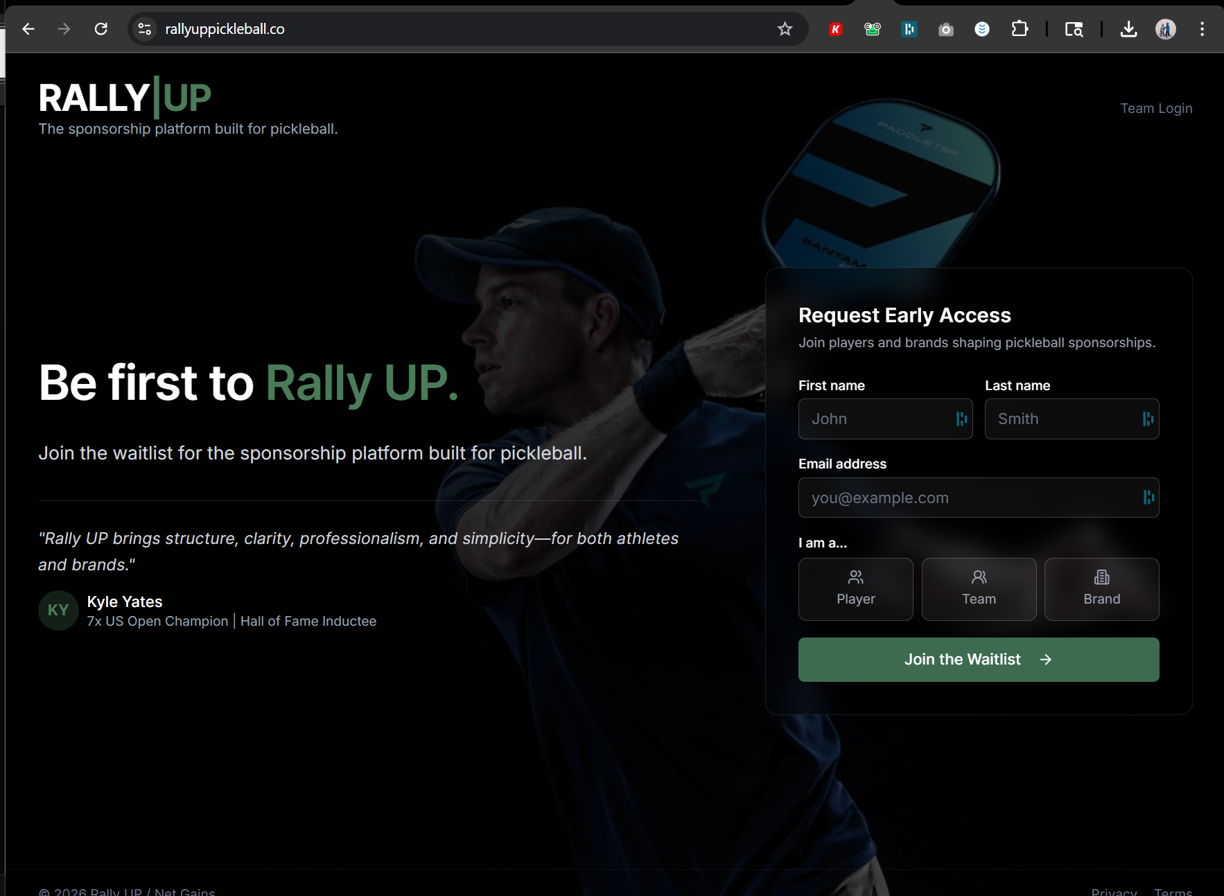 Pickleball Sponsor Marketplace screenshot