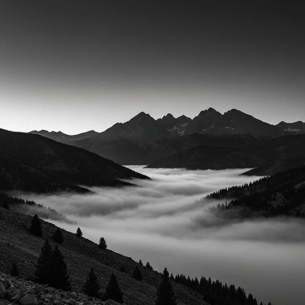 Mountain sunrise with mist